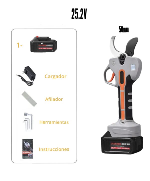 Tijera eléctrica de podar 25.2V y batería de 4.0Ah