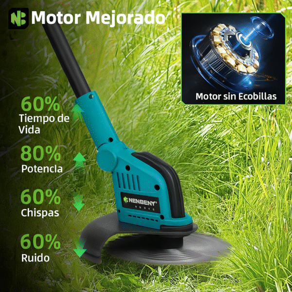 Cortadora de Césped Eléctrica e Inalámbrica Plegable, Motor sin Escobillas, 9” - Imagen 6