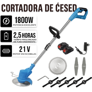Desbrozadora Inalámbrica 21V – 1800W, Motor Sin Escobillas