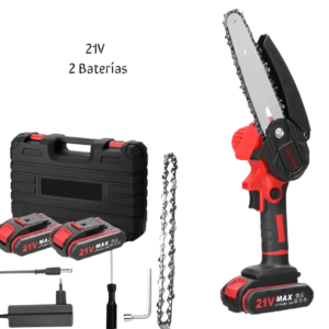 Motosierra eléctrica de batería 21V con 2 baterías – Poda y jardín (6”)