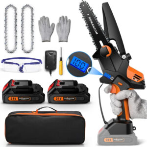 Motosierra eléctrica mini 24V con batería y aceite | 8 pulgadas