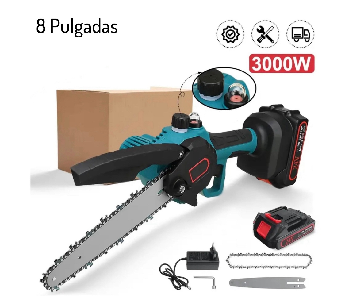Motosierra eléctrica portátil 24V con batería | Mini motosierra de poda 8 pulgadas