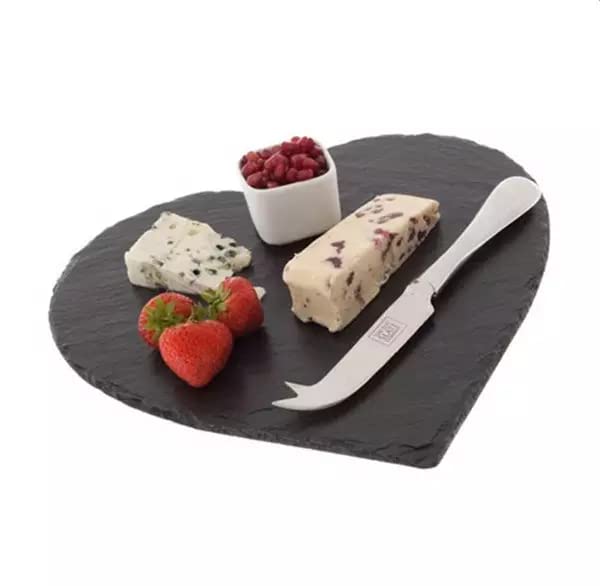 Plato de Pizarra Natural en Forma de Corazón Ø30 cm – Ideal para Quesos y Aperitivos