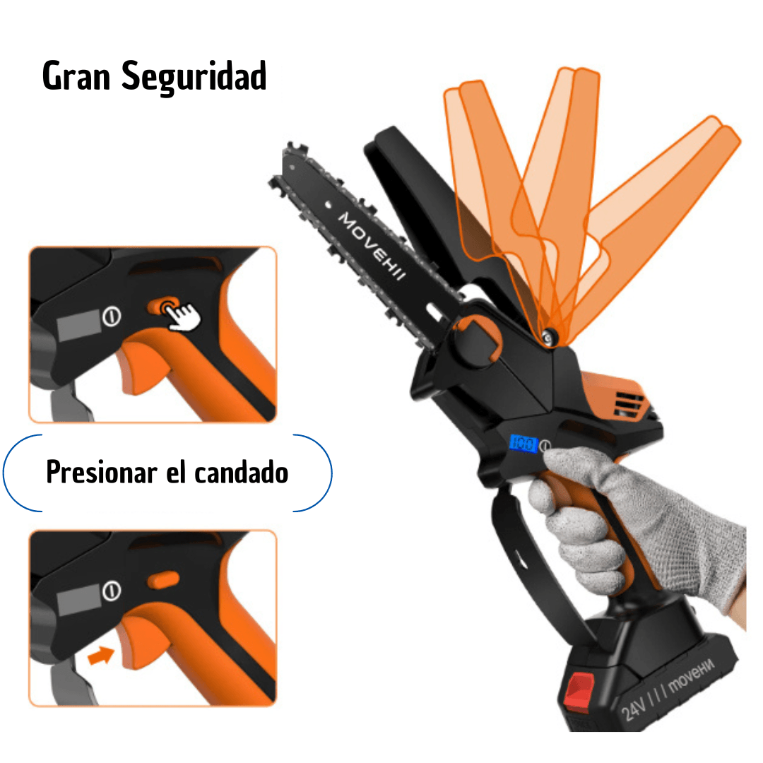 Motosierra eléctrica mini 24V con batería y aceite | 8 pulgadas - Imagen 5